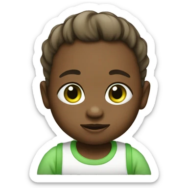 Baby boy with green sticker