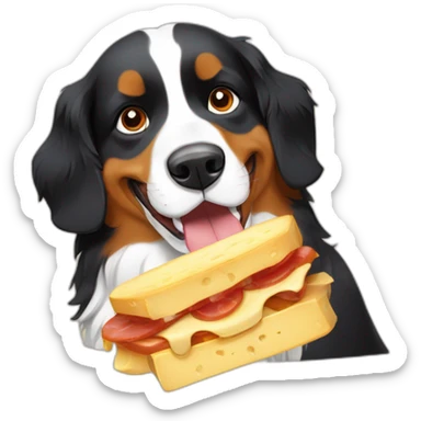bernese dog eating raclette sticker