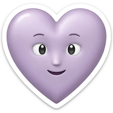 apple style emoji heart in pale grayish lavender, simple and soft sticker