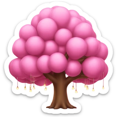 Large pink tree with hanging lights  sticker