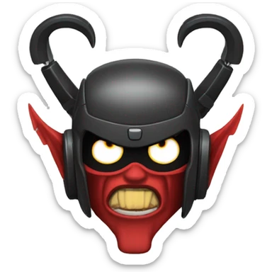 demonio con cascos y micrófono  sticker