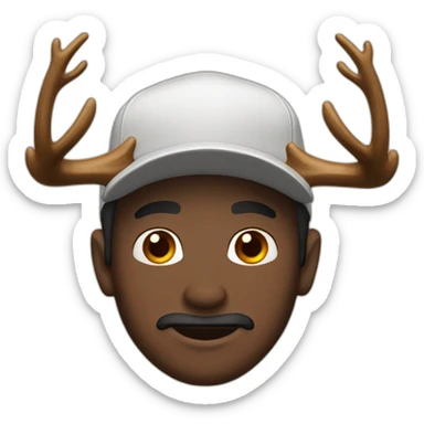 Man Cap brown eyes with Moose antlers sticker