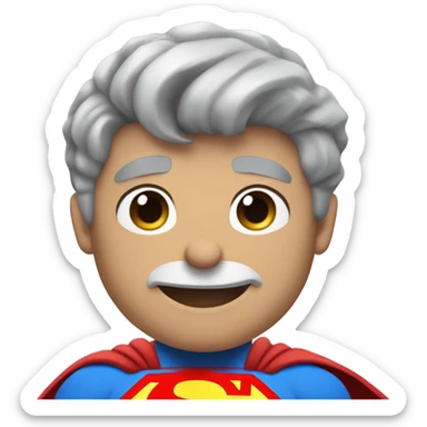 Superman flexing with grey hair and blue eyes sticker