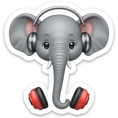 baby elephant with headphone sticker