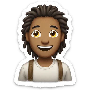 a. Young brown man with dreads in the back. Let's wave with a smile. sticker