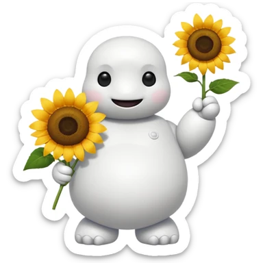 BAYMAX giving sunflower. This is for email signature so it should be small sticker