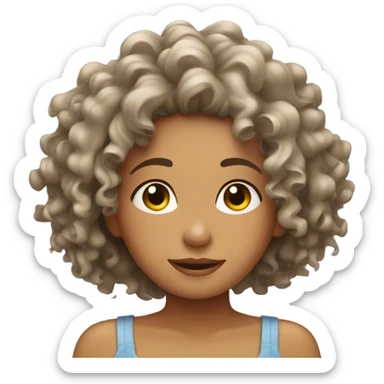 Curly girl washing her hair sticker