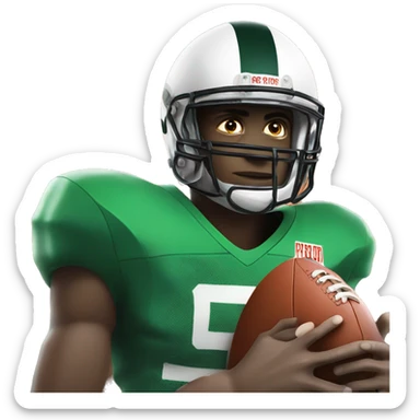 Football player in green and white jersey, facing off with football player in orange and black jersey sticker