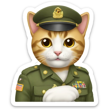 cat in army uniform sticker