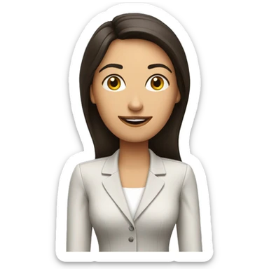 Female brunette CEO with question marks around her head sticker