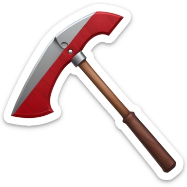Minecraft hoe with brown handle and ruby red blade sticker