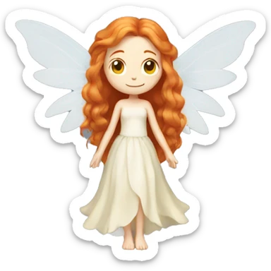 a white skin fairy, long ginger hair and wings sticker