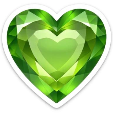 green heart looking ios but like a gemstone with sharp outlines and shiny the color is more like lime sticker