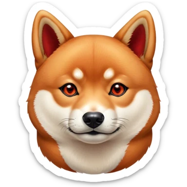 Cinematic Noble Shiba Inu Portrait Emoji, Poised and regal, with a compact, agile build and a well-groomed fur of vibrant red with a creamy underbelly, deep-set soulful brown eyes, Simplified yet sharp and sophisticated features, highly detailed, glowing with a soft, dignified glow, high shine, intelligent and spirited, stylized with an air of elegance, focused and attentive, soft glowing outline, capturing the essence of a watchful and confident companion, so majestic it feels as though it could prance out of the screen with effortless authority! sticker