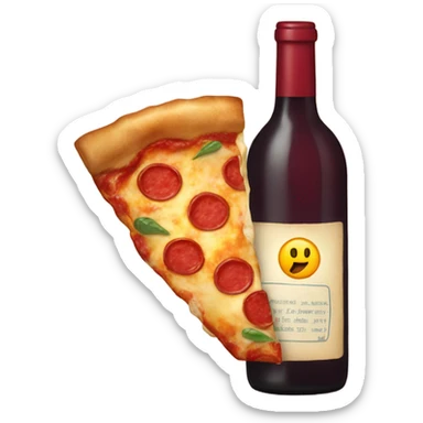 Wine bottle eating a slice of pizza sticker