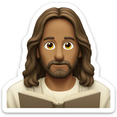 Jesus at the library reading sticker