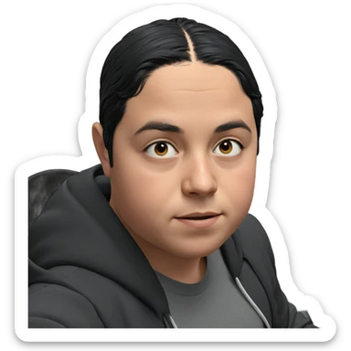 boy with black hair indoors sticker