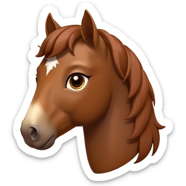 Cinematic Noble Brown Welsh Pony Portrait Emoji, Poised and sturdy, with a well-muscled build draped in a rich, chestnut-brown color, expressive eyes and a gracefully refined head with a gentle, noble profile, Simplified yet sharp and sophisticated features, highly detailed, glowing with a warm, earthy glow, high shine, intelligent and resilient, stylized with an air of pastoral elegance, focused and determined, soft glowing outline, capturing the essence of a watchful and confident brown Welsh pony that appears ready to gallop out of the screen with effortless strength! sticker
