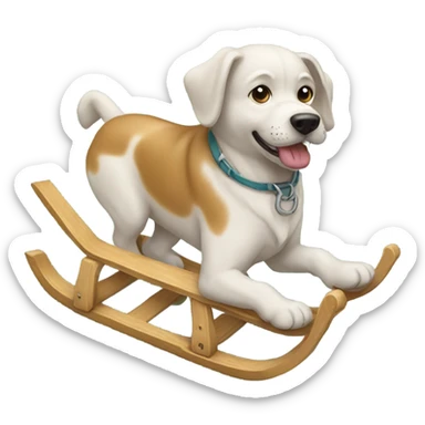 Dog pulling sled sticker