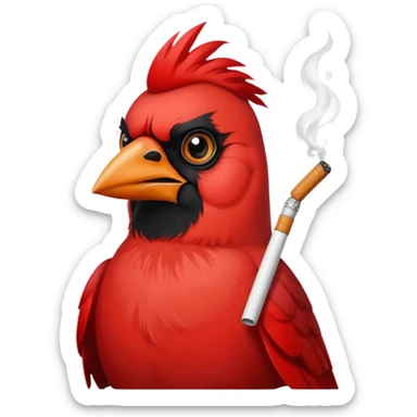 Red cardinal smoking a cigarette  sticker