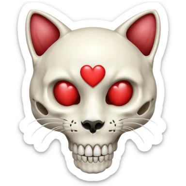 cat skull with a heart sticker