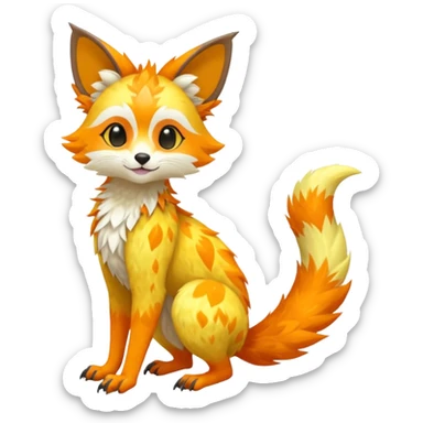 Colorful tropical exotic shiny beautiful fantasy-Trico-Cacomistle-oncilla-animal-Fakémon-hybrid-fursona (full body) sticker