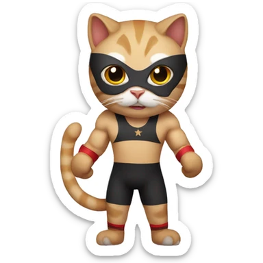cat dressed as a professional wrestler sticker