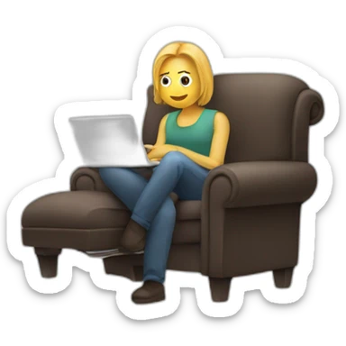 person scrolling thorught mobile and sitting in sofa sticker