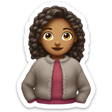 Girl wearing giant sweater sticker