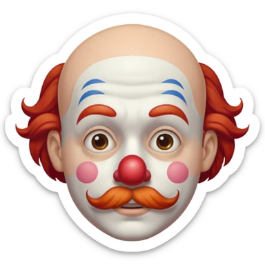 Clown bald hair & mustache  sticker