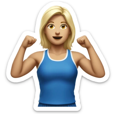 blonde woman in sport top raising her hand sticker