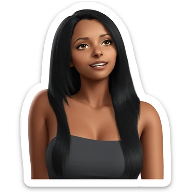 girl with black hair indoors sticker