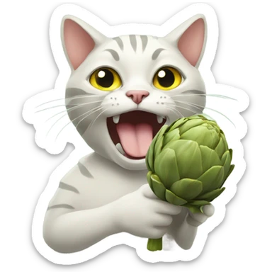 Cat eating artichoke  sticker