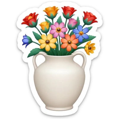 white vase with flowers sticker