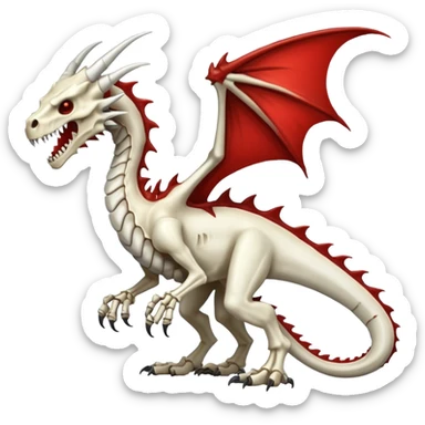 White skeletal skeleton bone dragon with some blood sticker