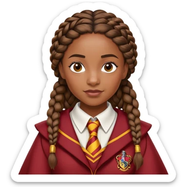 Angelina Johnson in harry potter, wear hogwarts gryfindor uniform, African Braided Hair sticker