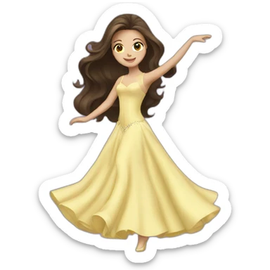 a brunette with long hair who dances ballroom dancing sticker