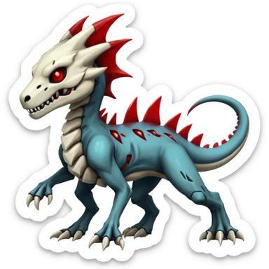 Shiny White Evil Glowing Eldritch Skeletal Creepy Edgy Badass Cool Marowak-Salandit-Duskull-Darkdramon-fusion with bloody red markings sticker
