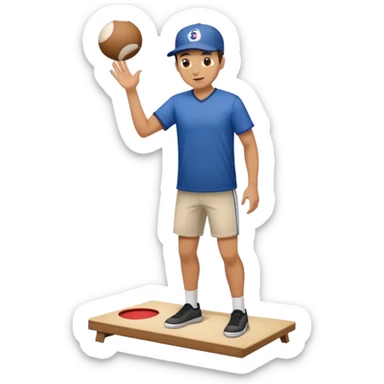 man playing cornhole  sticker