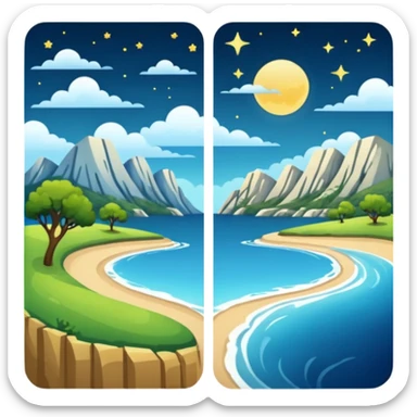 Day & Night in a single picture half night half day sticker