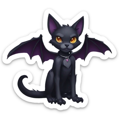  cool edgy anthro dark-shadow-themed animal vampiric bat-cat-hybrid Fakemon  with a collar full body sticker