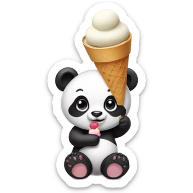 panda with ice cream sticker
