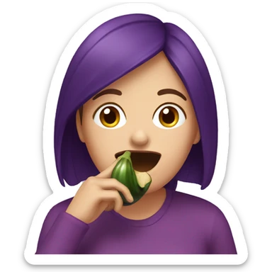 Laura eating an eggplant  sticker