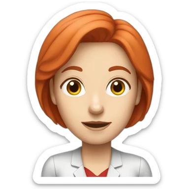 white woman teacher with red hair sticker