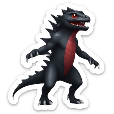 cool edgy black and dark-red Dark-type nargacuga reptile Pokémon full body sticker