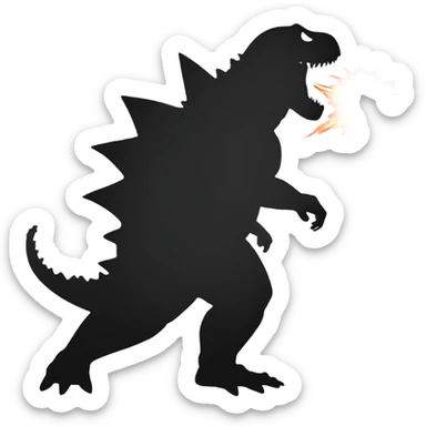 Silhouette of Godzilla shooting his atomic breath  sticker