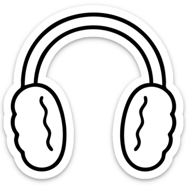 white winter ear muffs, detailed illustration sticker