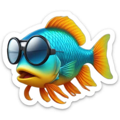 beta fish wearing sun glasses and frowning sticker