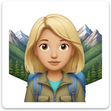 girl backpacking, travelling mountains background sticker