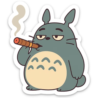 Totoro smoking a cigar sticker
